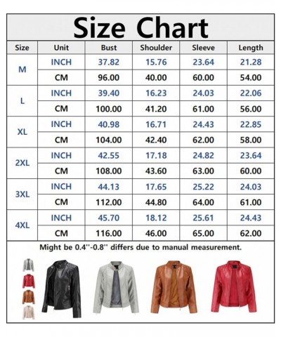 Faux Leather Jackets for Women, Classic Stand Collar Motorcycle Jacket Zip Up Outerwear Champagne $22.50 Coats