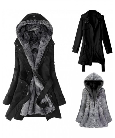 Womens Winter Coats Long Parka Mid Length Sherpa Lined Warm Heavy Jackets Thicken Windproof Outerwear Faux Fur Hood Black $33...