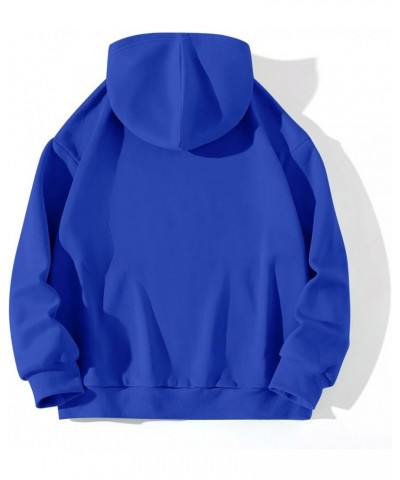 Sweater Women Cute Hooded Pocket Sweater With Drawstring Plus Size Sweater Oversized Plus Size Coats Blouses Blue $10.55 Swea...