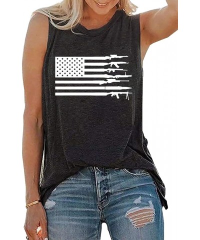 American Flag Tank Tops Women 4th of July Shirt Vintage Stars Stripes USA Flag Graphic Sleeveless Patriotic Tee Tops Dark Gre...