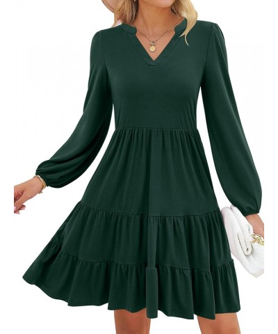 Women's 2023 Casual Fall Dress Long Sleeve V Neck Knee Length Flowy Tiered Cute Babydoll Dresses with Pockets Dark Green $25....