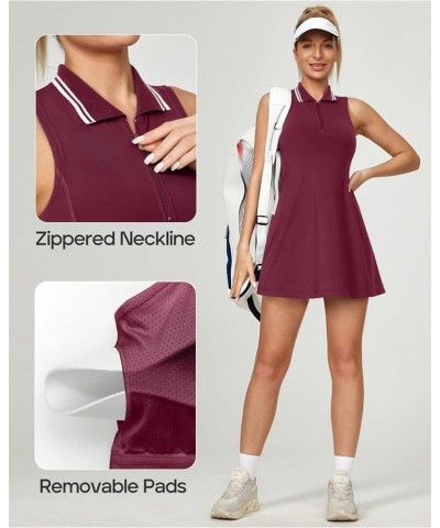 Golf Dress Tennis Dresses for Women with Built in Shorts and Bra 3 Pockets Athletic Dress Workout Dress for Active Maroon $16...