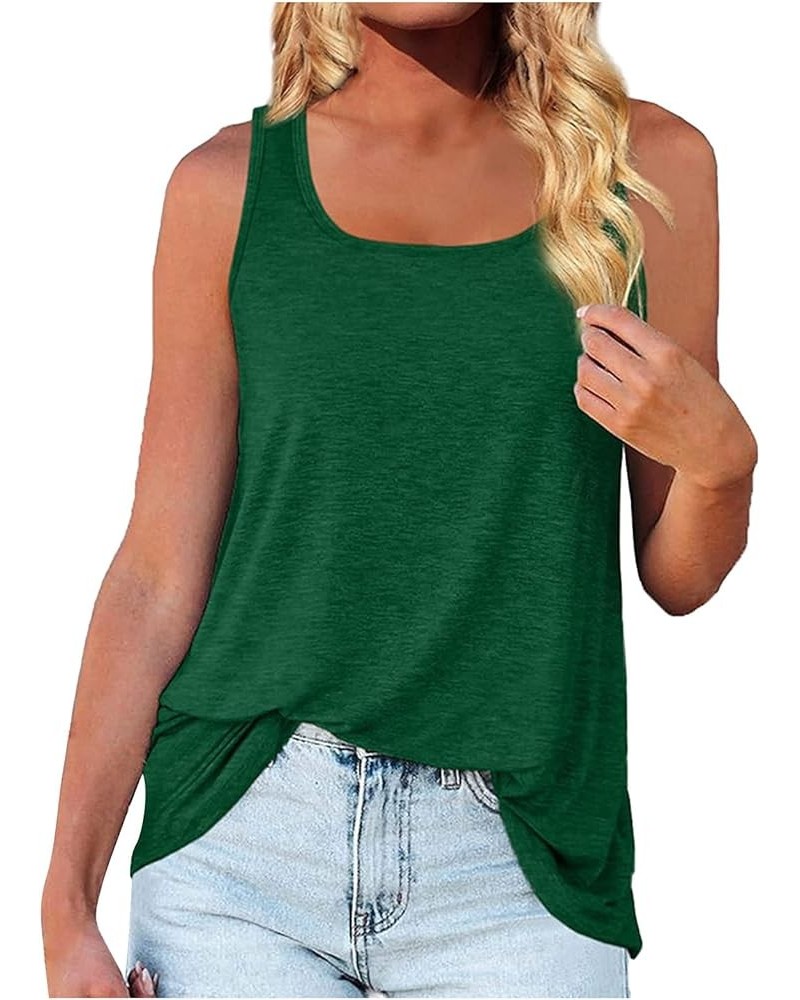 Large Size Tank Tops for Women Solid Color Summer Sleeveless Henley T-Shirts Tops Casual Button Down Tunics Shirts Green 4 $8...