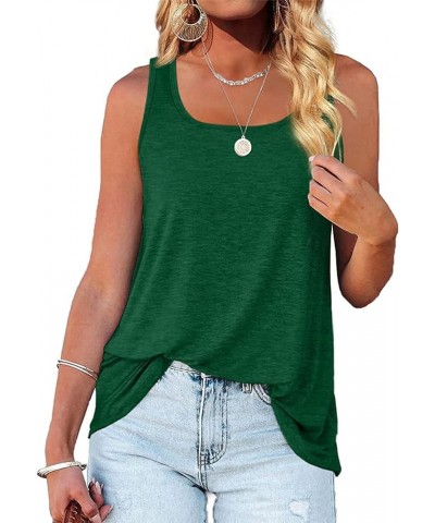 Large Size Tank Tops for Women Solid Color Summer Sleeveless Henley T-Shirts Tops Casual Button Down Tunics Shirts Green 4 $8...