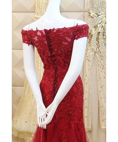 Women's Beaded Appliques Cap Sleeve Off Shoulder Mermaid Evening Dress As Picture $60.74 Dresses