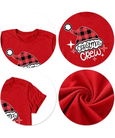 Christmas Crew Shirts for Women Xmas Shirt Top Short Sleeve Christmas Lights Print Graphic T Shirt Holiday Tees Merry-red2 $9...