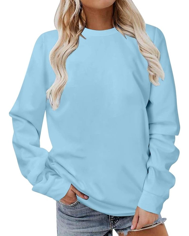 Women Long Sleeve Sweatshirt 2023 Solid Plain Crewneck Pullover Shirts Loose Fit Casual Classic Blouses Fall Fashion Tee Tops...