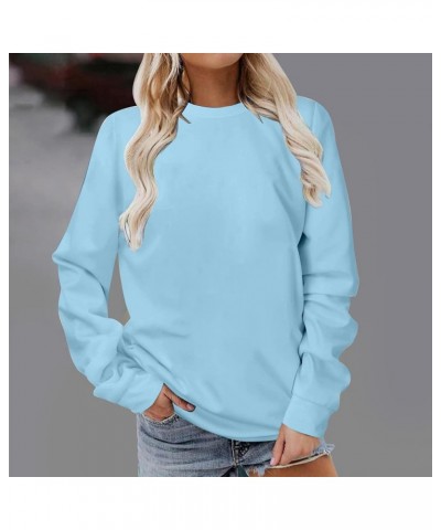 Women Long Sleeve Sweatshirt 2023 Solid Plain Crewneck Pullover Shirts Loose Fit Casual Classic Blouses Fall Fashion Tee Tops...