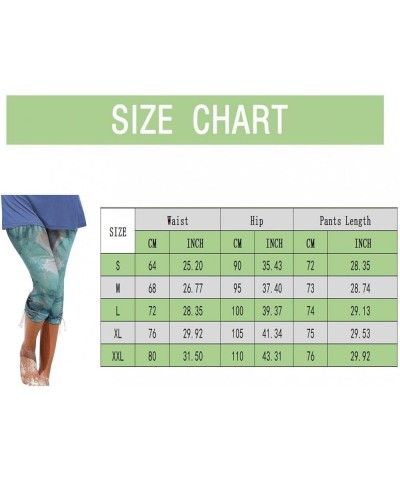 Women's Floral Print Capri Cropped Leggings Summer Boho High Waisted Yoga Pants Casual Shorts Soft Drawstring Tights A-green ...