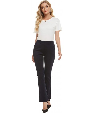 Women's Pull On Barely Bootcut Stretch Dress Pants Navy $25.19 Pants