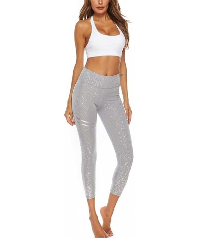 Womens Leggings Sequin Sparkle Glitter Casual Skinny Pants High Waisted Trousers Grey $11.50 Leggings