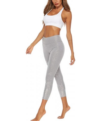 Womens Leggings Sequin Sparkle Glitter Casual Skinny Pants High Waisted Trousers Grey $11.50 Leggings