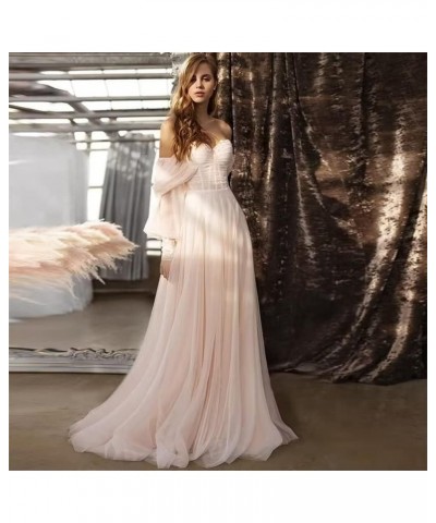 Women's Tulle Long Prom Dress Puffy Sleeve 2023 Off Shoulder Sweetheart Vintage Evening Party Gowns Grey $32.40 Dresses