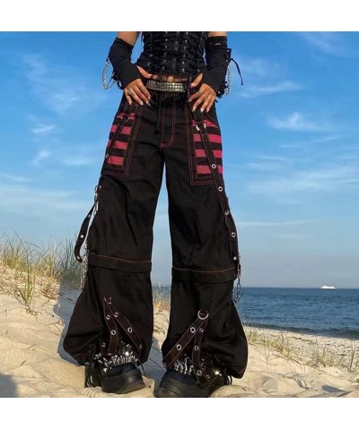 Women's Goth Baggy Jeans Wide Leg E-Girl Grunge Gothic Tripp Pants Harajuku Y2k Alt Emo Clothes Punk Streetwear D $20.29 Jeans