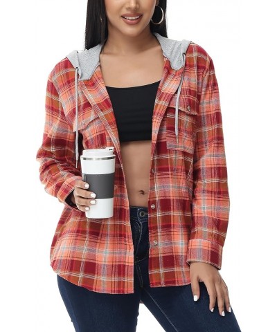 Women's Oversized Flannel Shirts Plaid Hoodie Long Sleeve Button Down Plus Size Casual Plaid Shirt Jacket (S-4X) Standard 530...