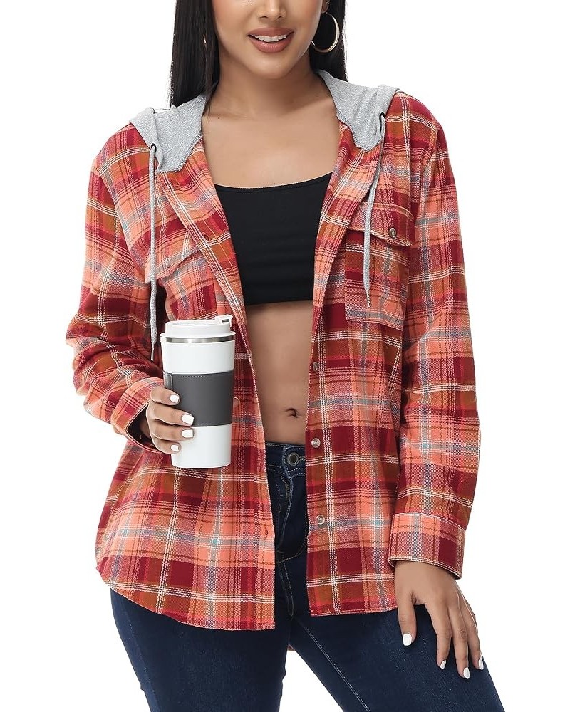 Women's Oversized Flannel Shirts Plaid Hoodie Long Sleeve Button Down Plus Size Casual Plaid Shirt Jacket (S-4X) Standard 530...