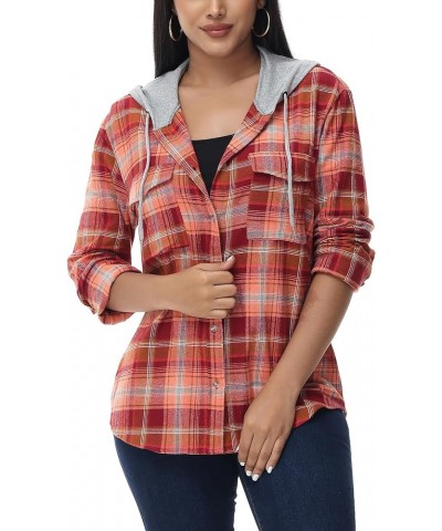 Women's Oversized Flannel Shirts Plaid Hoodie Long Sleeve Button Down Plus Size Casual Plaid Shirt Jacket (S-4X) Standard 530...