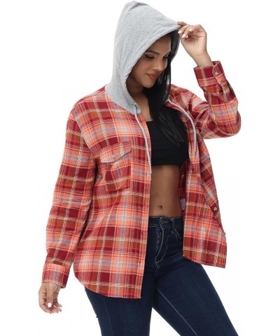 Women's Oversized Flannel Shirts Plaid Hoodie Long Sleeve Button Down Plus Size Casual Plaid Shirt Jacket (S-4X) Standard 530...