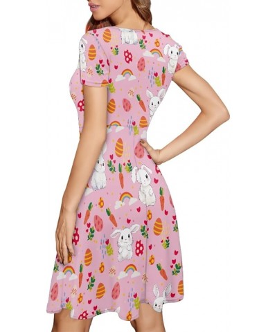 Women's Tropical Print Dress Boho Ethnic Cocktail Party Skater Dress Summer Casual Vintage Swing Dress S-2XL Easter Cartoon B...