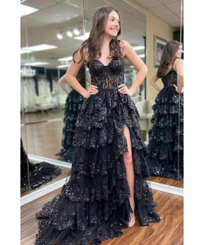 Women Tiered Tulle Lace Appliques Prom Dress A-Line Formal Ball Gown for 2023 Evening Party Dresses Burnt Orange $46.64 Dresses