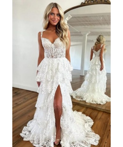 Women Tiered Tulle Lace Appliques Prom Dress A-Line Formal Ball Gown for 2023 Evening Party Dresses Burnt Orange $46.64 Dresses