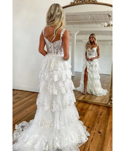 Women Tiered Tulle Lace Appliques Prom Dress A-Line Formal Ball Gown for 2023 Evening Party Dresses Burnt Orange $46.64 Dresses