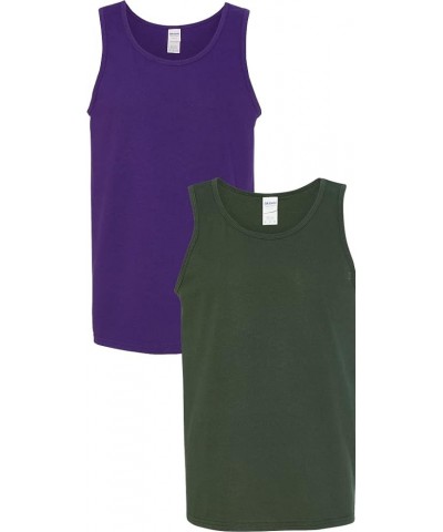 5200 - Heavy Cotton Tank Top Purple/Forest Green $8.93 Shirts