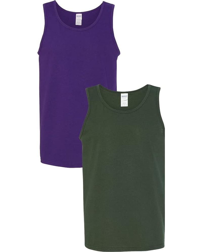 5200 - Heavy Cotton Tank Top Purple/Forest Green $8.93 Shirts