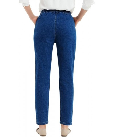 Women's Elastic Waist Jeans Stretch Pull On Pants Blue $12.48 Jeans