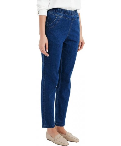 Women's Elastic Waist Jeans Stretch Pull On Pants Blue $12.48 Jeans