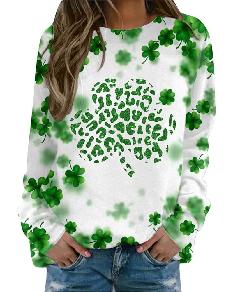 St Patricks Day Shirt Women Long Sleeve Crewneck Sweatshirts Casual Funny St. Patrick's Irish Shamrock Shirts Tops A2-mint Gr...