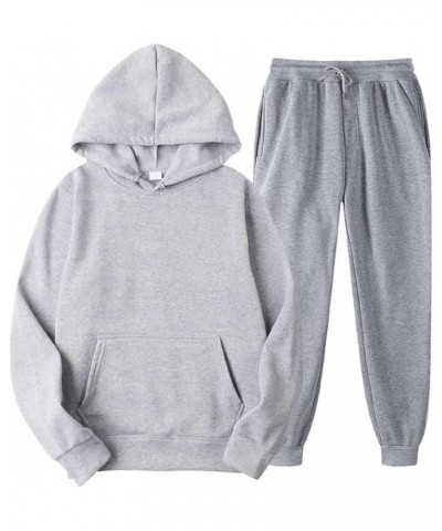 Womens Jogger Set Sweatsuit 2 Piece Long Sleeve Hoodie and Sweatpants Solid Color Sports Outfit Tracksuits Gray $16.23 Hoodie...