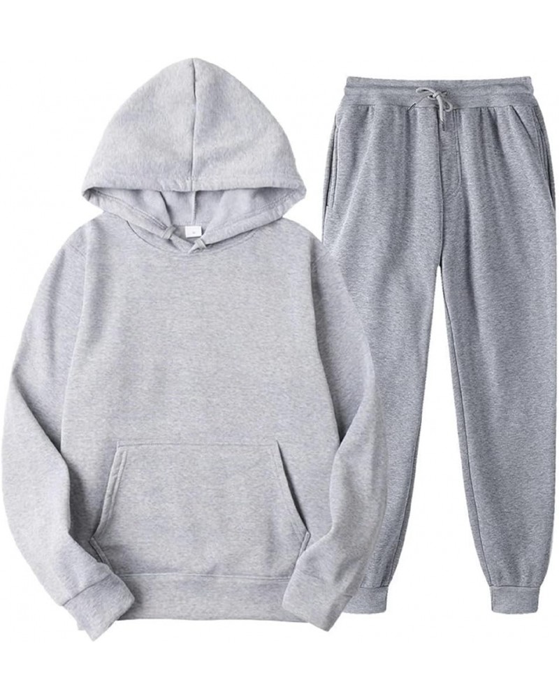 Womens Jogger Set Sweatsuit 2 Piece Long Sleeve Hoodie and Sweatpants Solid Color Sports Outfit Tracksuits Gray $16.23 Hoodie...