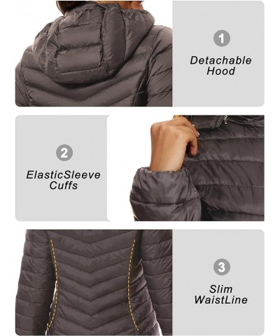 Women Puffer Jacket Hooded Warm Lightweight Packable Quilted Puffer Coat Outwear Tan $26.00 Jackets