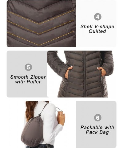 Women Puffer Jacket Hooded Warm Lightweight Packable Quilted Puffer Coat Outwear Tan $26.00 Jackets