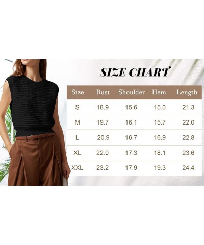 Women's Summer Knit Sweater Vest Sleeveless Casual Trendy Crew Neck Ribbed Pullover Tank Tops Black $14.55 Tops