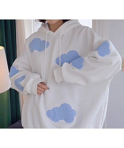 Women Kawaii Cloud Knitted Cardigan Long Sleeve Button Down Cute Cardigan Sweater with Pockets White $14.57 Sweaters