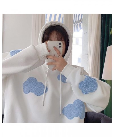 Women Kawaii Cloud Knitted Cardigan Long Sleeve Button Down Cute Cardigan Sweater with Pockets White $14.57 Sweaters