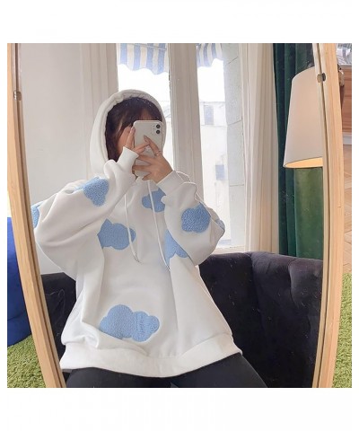 Women Kawaii Cloud Knitted Cardigan Long Sleeve Button Down Cute Cardigan Sweater with Pockets White $14.57 Sweaters