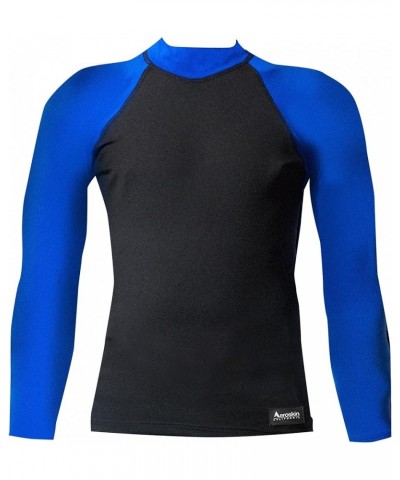 Nylon Long Sleeve Rash Guard with Patterned Sleeves Black/Blue $16.67 Swimsuits