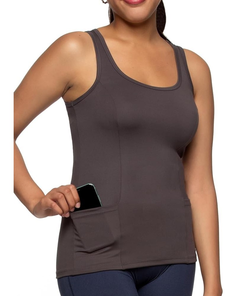 Athletic Pocket Tank Top for Women - Soft Signature Fabric - Versatile Everyday and Active Wear - Workout Tank Charcoal $13.9...