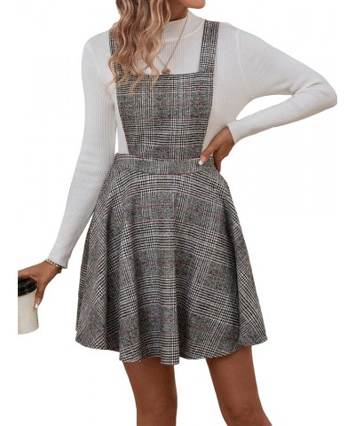 Women's Criss Cross Back Straps Solid Corduroy Pinafore Overall Dress Grey $17.86 Overalls