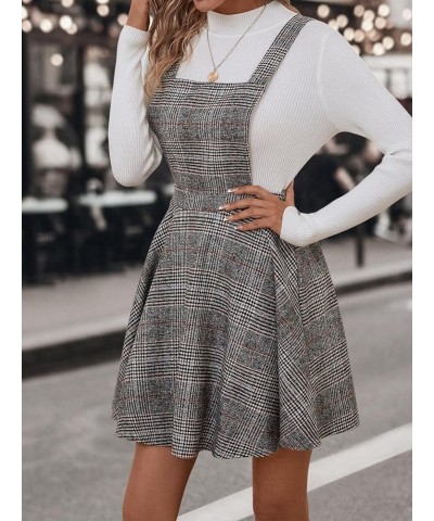 Women's Criss Cross Back Straps Solid Corduroy Pinafore Overall Dress Grey $17.86 Overalls