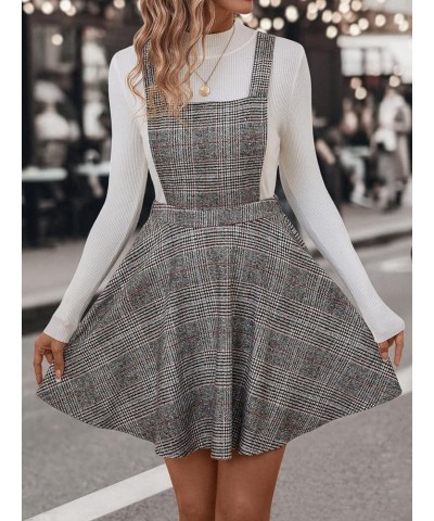 Women's Criss Cross Back Straps Solid Corduroy Pinafore Overall Dress Grey $17.86 Overalls