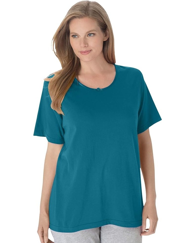 Women's Plus Size Sleep Tee Pajama Top Deep Teal $15.30 Tops