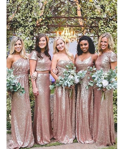 Sequin One Shoulder Bridesmaid Dresses for Women Long Formal Dresses for Women A Line Wedding Guest Dresses Green $41.65 Dresses