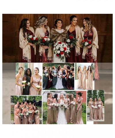 Sequin One Shoulder Bridesmaid Dresses for Women Long Formal Dresses for Women A Line Wedding Guest Dresses Green $41.65 Dresses