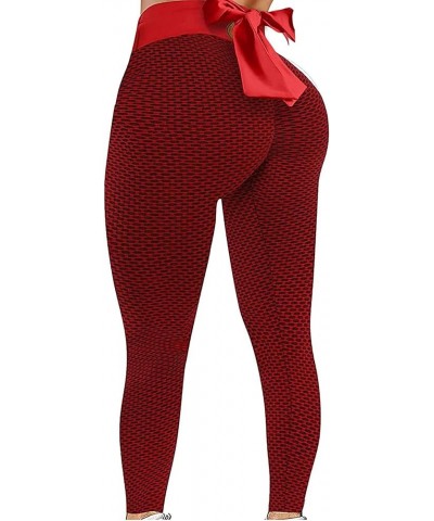 Women High Waist Yoga Pants Butt Lifting Leggings Slimming Booty Workout Running Yoga Pants Scrunch Booty Gym Tights 06 Red $...