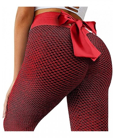 Women High Waist Yoga Pants Butt Lifting Leggings Slimming Booty Workout Running Yoga Pants Scrunch Booty Gym Tights 06 Red $...