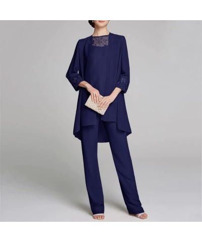 Mother of The Bride Pant Suits Chiffon 3 Pieces Formal Outfit Jumpsuit Long Grandmother Wedding Guest Groom Dresses Plum $31....